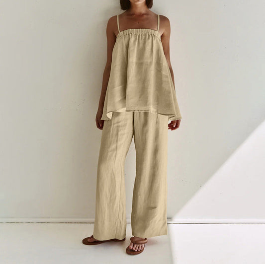 Sexy Crop Top Wide Leg Pants Set For Women