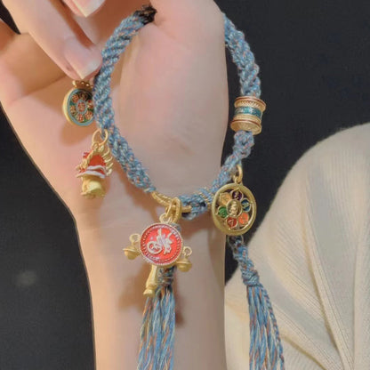 Tibetan Thangka Woven Hand Rope Ethnic Style Lucky Hand Strand Light Luxury Small And Exquisite Retro Women'S Bracelet