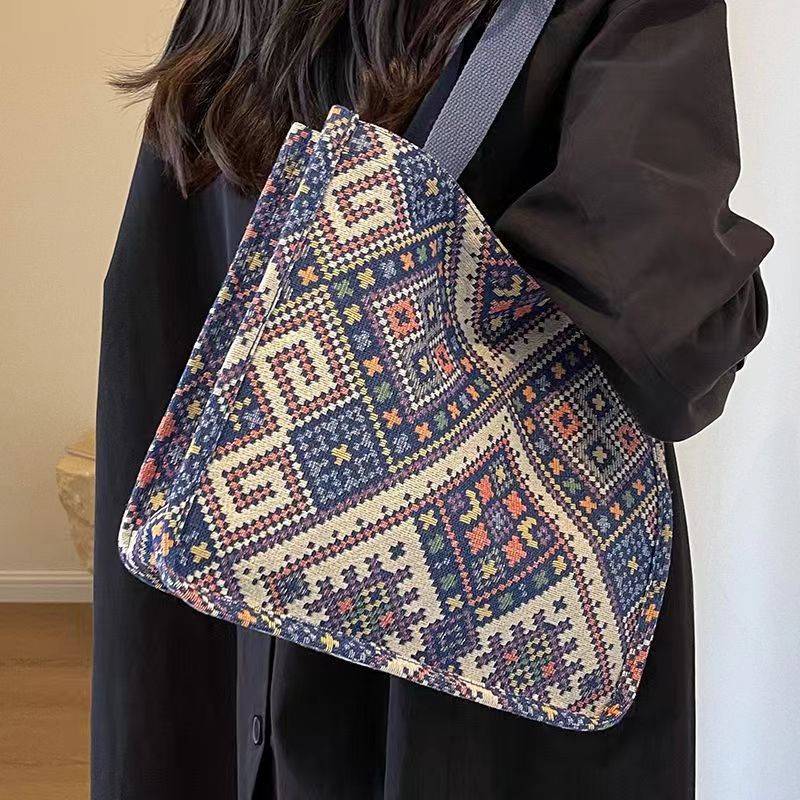 Large Capacity Casual Canvas Tote Bag Stylish Commuter Bag
