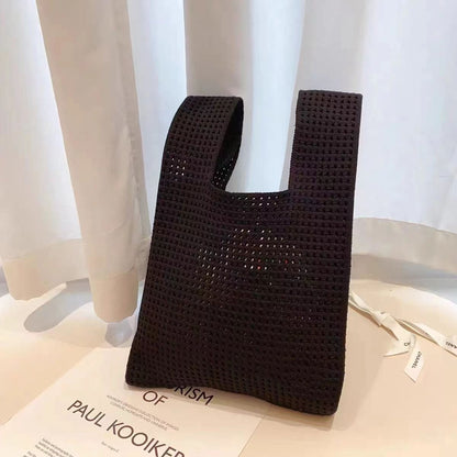 Chic Vintage Hollow Knit Tote Bag for Women