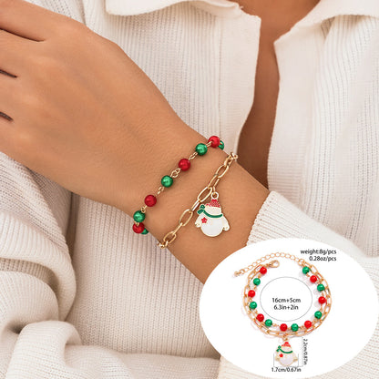 Christmas Themed Polymer Clay Bead Bracelet Set