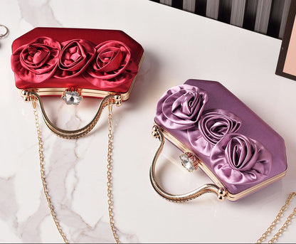 New Silk Floral Evening Clutch Bag for Parties
