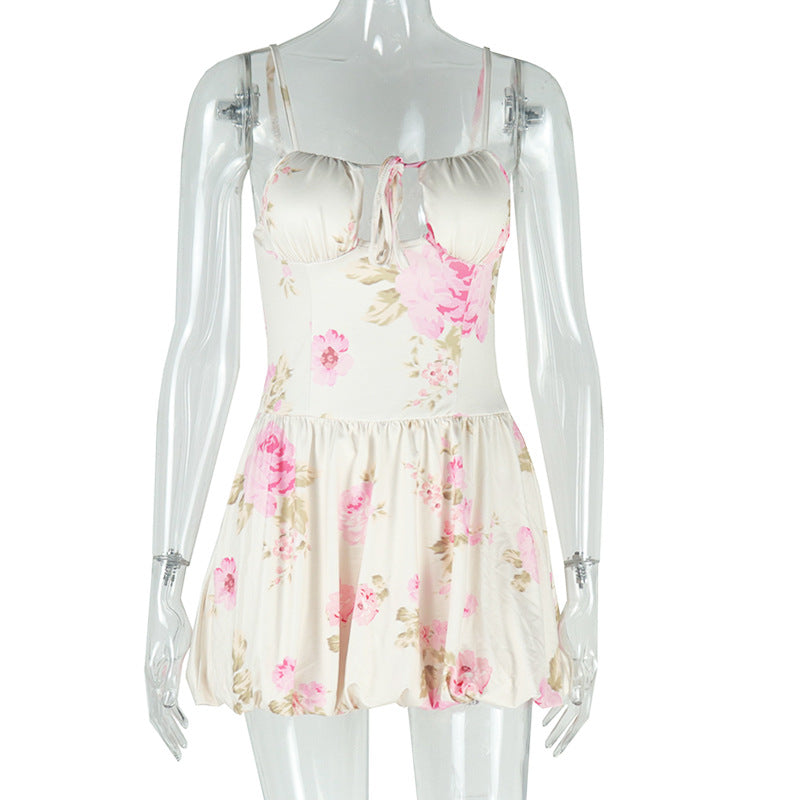 Elegant Floral High-Waisted A-Line Mini Dress