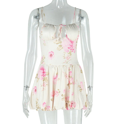 Elegant Floral High-Waisted A-Line Mini Dress