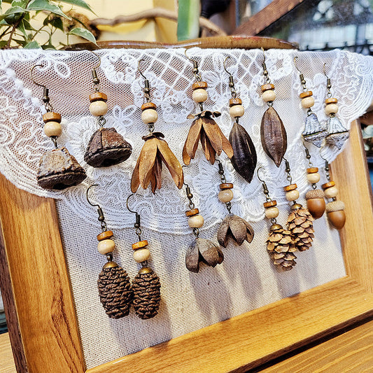 Creative Long Wooden Tassel Earrings Inspired by Nature