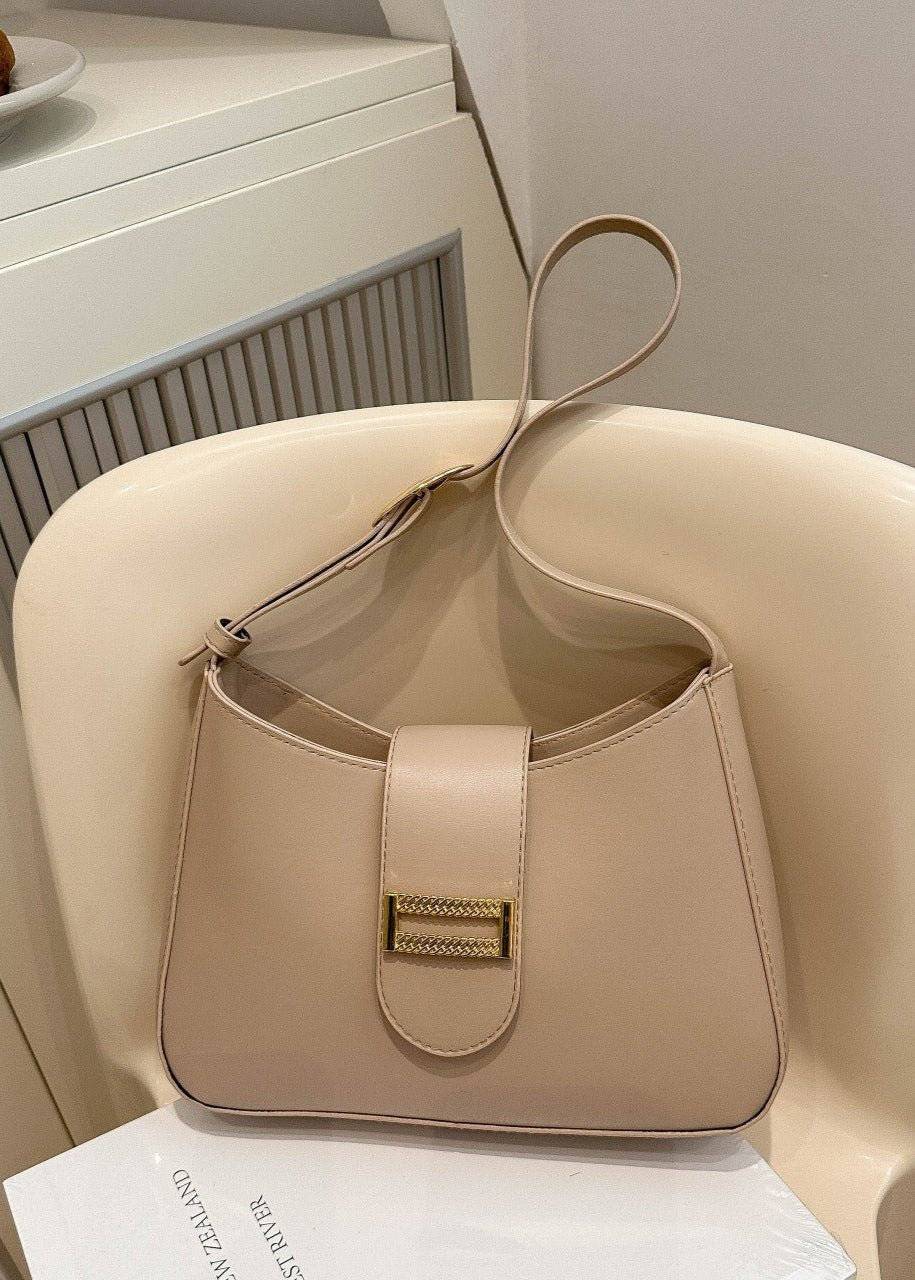 Minimalist PU Leather Shoulder Bag With Magnetic Closure
