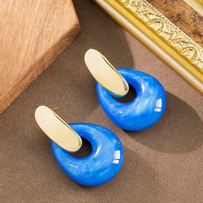 Retro Geometric Resin Drop Earrings Stylish Statement Earrings For Women