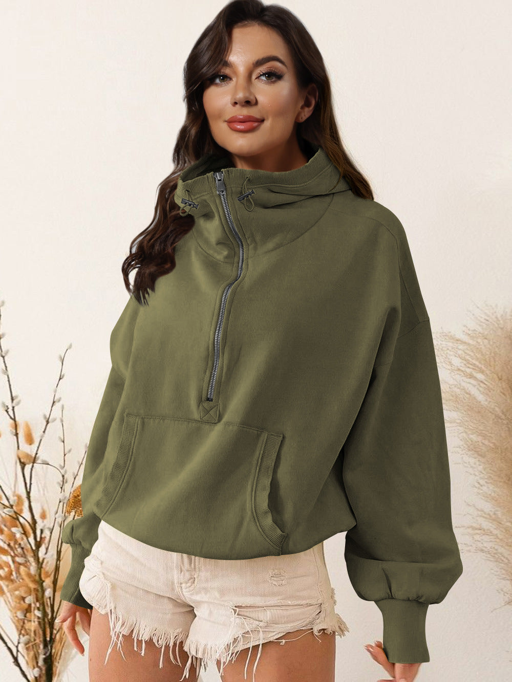 Hooded Sweatshirt for Women - Casual Pullover with Zipper