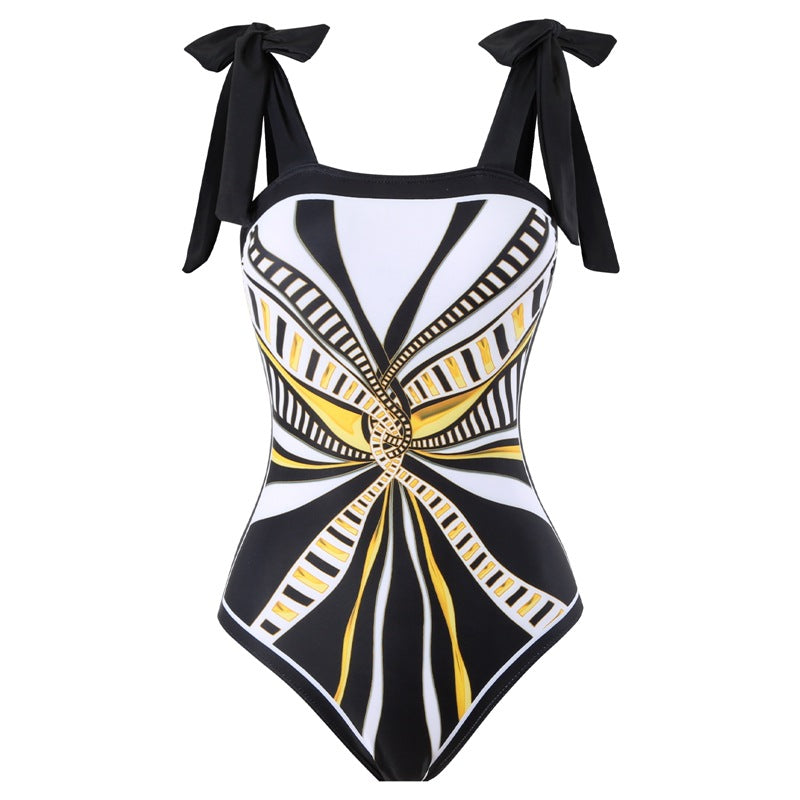 New Women’S One-Piece Swimsuit With Mesh Skirt Set