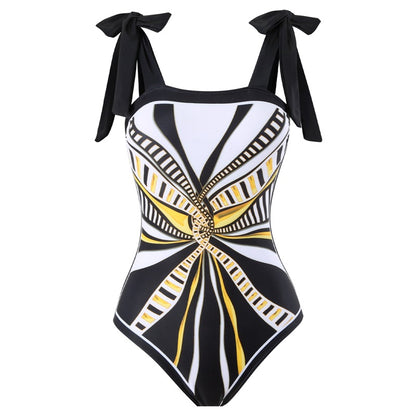New Women’S One-Piece Swimsuit With Mesh Skirt Set