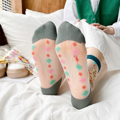 Rufia - Whimsical Cartoon Patterned Sheer Socks