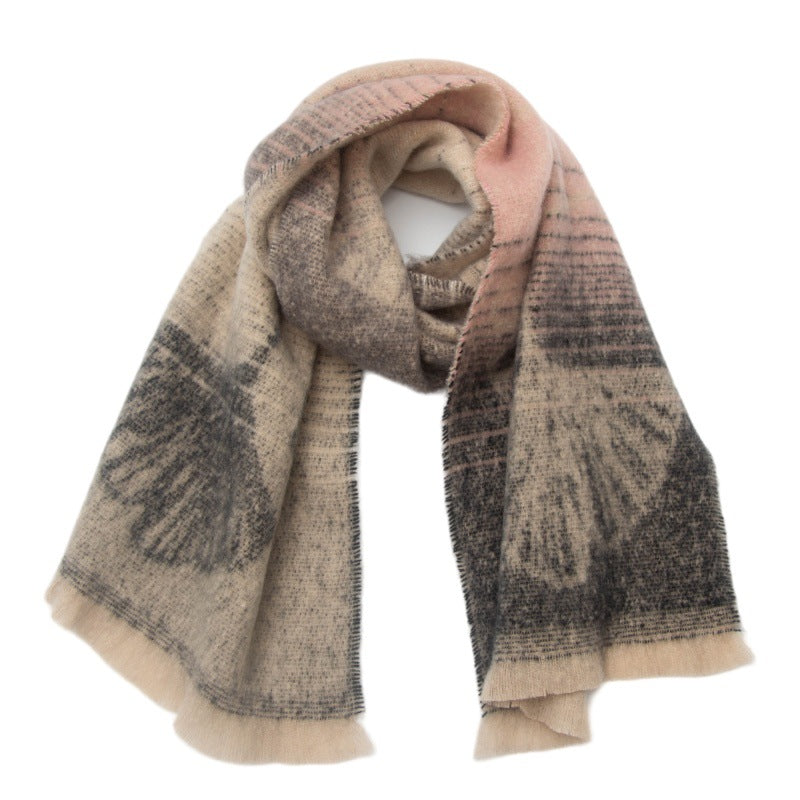 Leaf Print Gradient Color Scarves