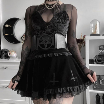 Summer Women's Short Skirt Elegant Embroidered Lace High-Waist Skirt