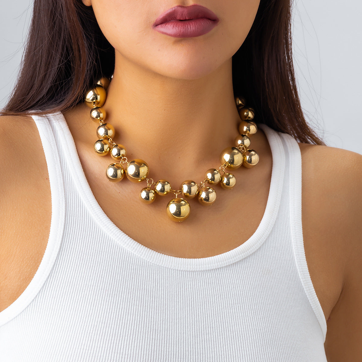 Punk Style Creative Beaded Faux Pearl Tassel Necklace For Women