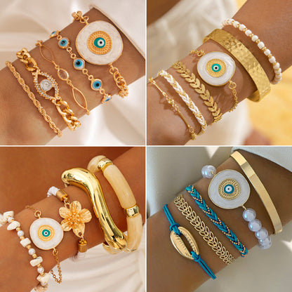 Bohemian Evil Eye Bracelets Set With Rhinestones