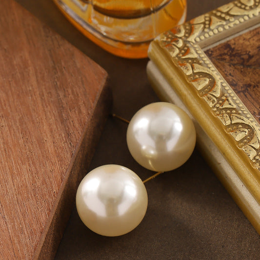 Fashionable Geometric Pearl Earrings With Sterling Silver Posts