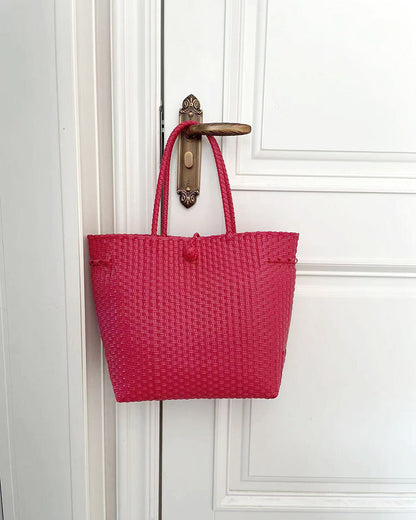 Woven Tote Bag Stylish Casual Beach Bag PVC Material