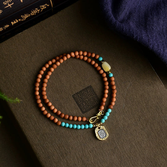 Zakiram Clavicle Chain Necklace Paired With Natural Beeswax Magnesite