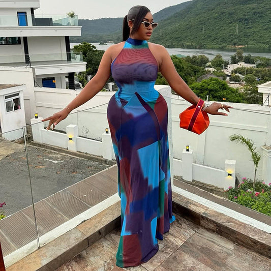 Trendy Color Block Sleeveless Bodycon Dress