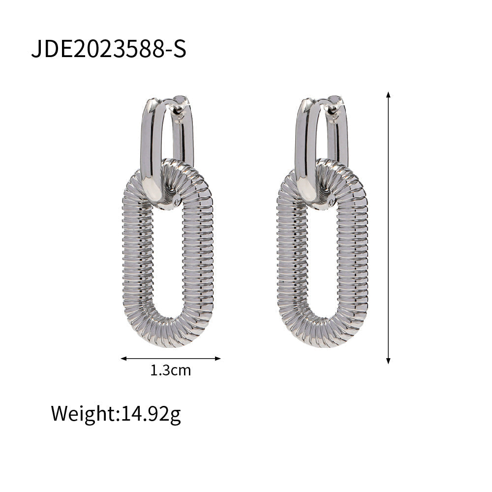 Gold Plated Stainless Steel Chain Hoop Earrings