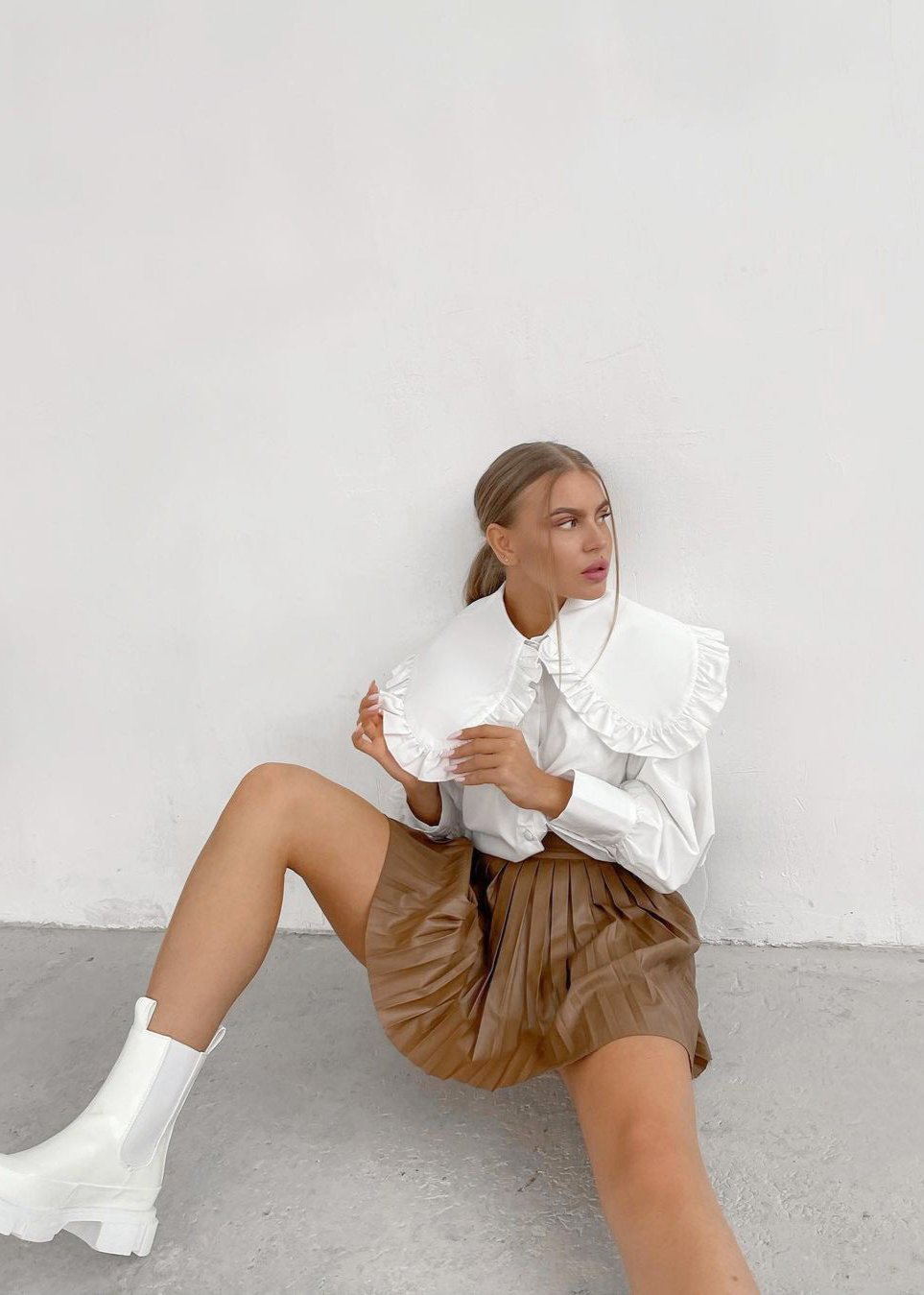 Ruffled Collar Blouse High Quality Cotton