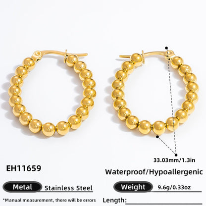 Fashionable Titanium Steel Heart Shaped Earrings with 18K Gold Plating