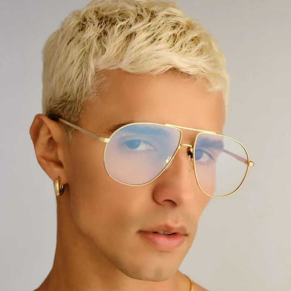 Trendy Unisex Retro Oversized Sunglasses with Geometric Design