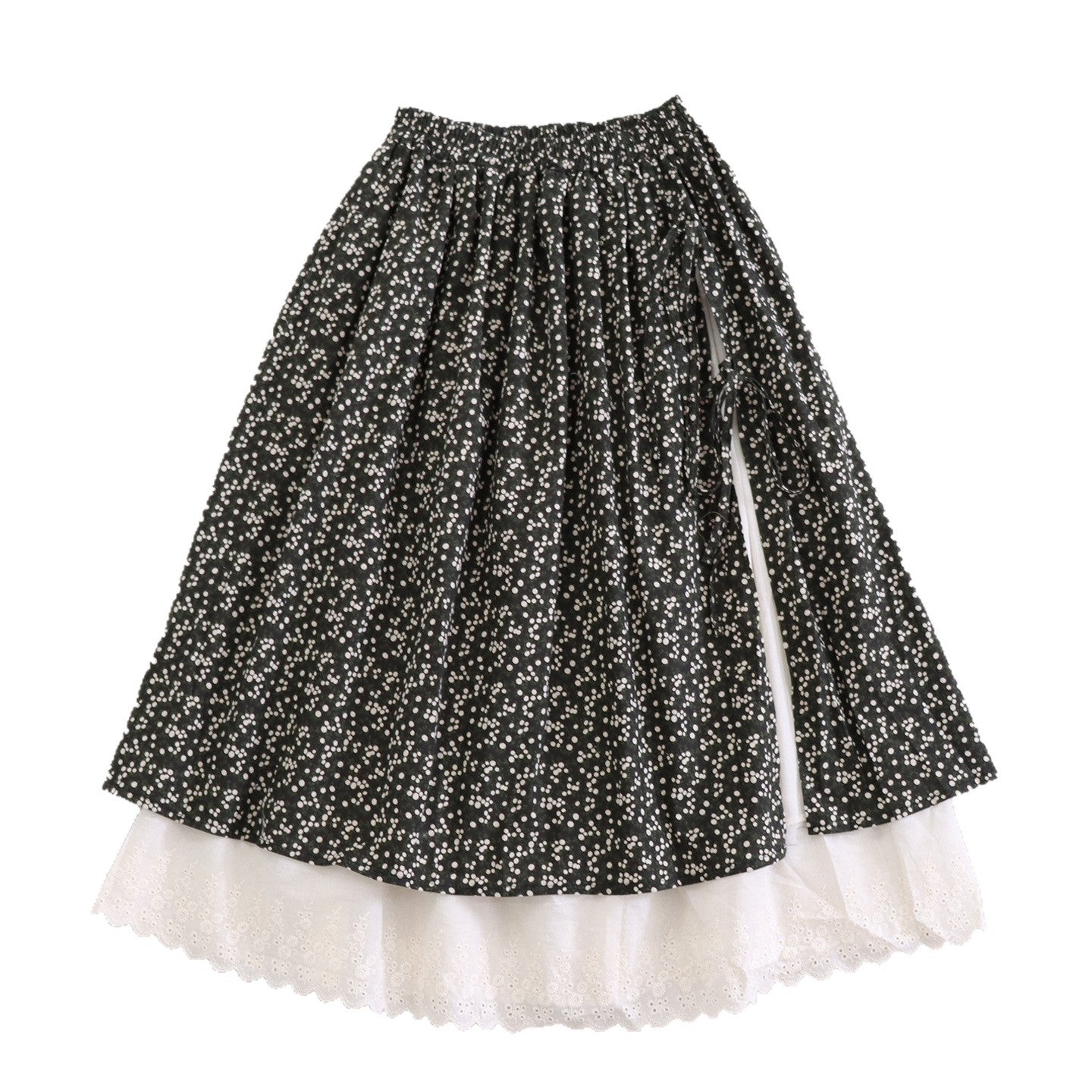 Artistic Printed A-Line Skirt with Tie Detail