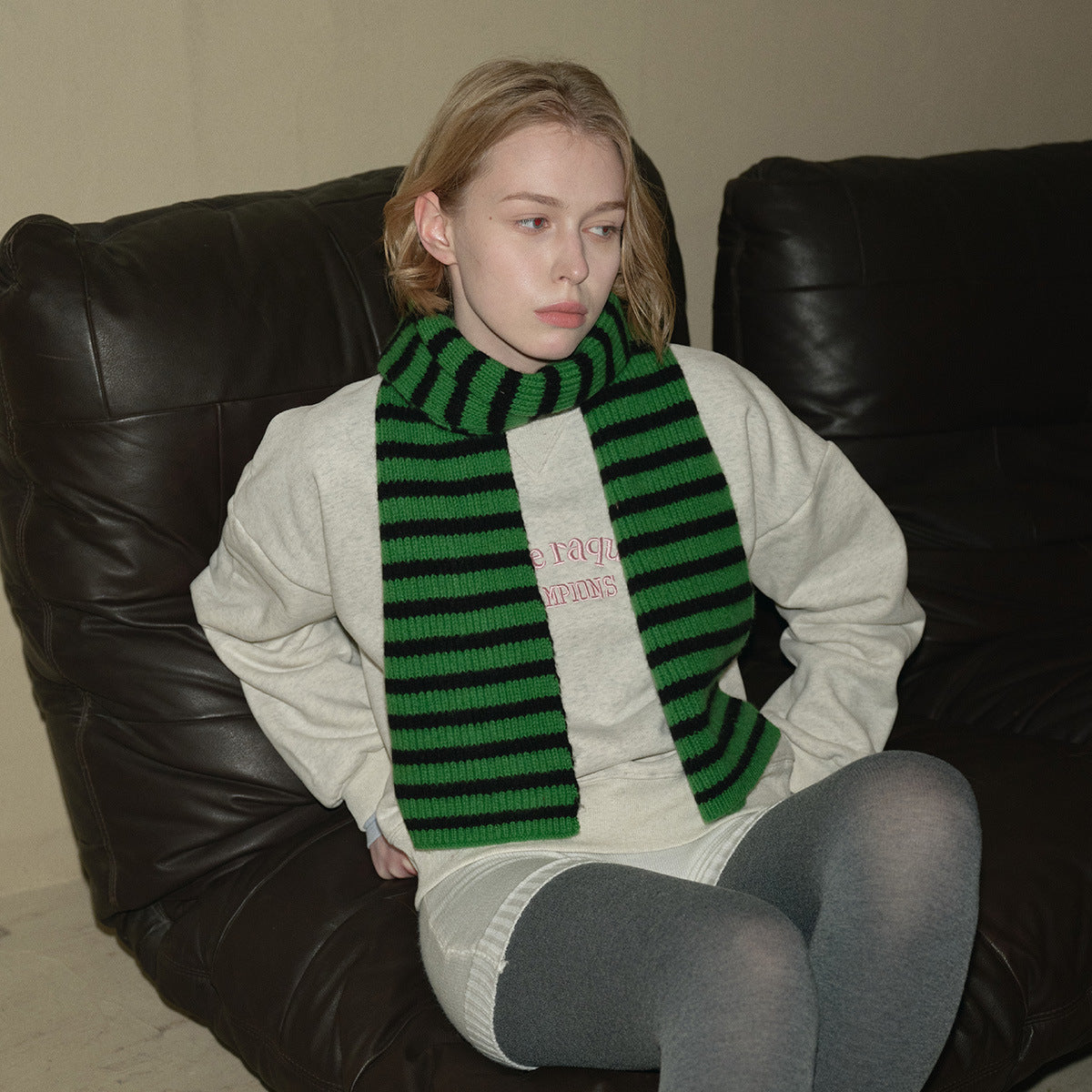Plain Striped Wool Scarf Soft Warm Winter Neck Wrap