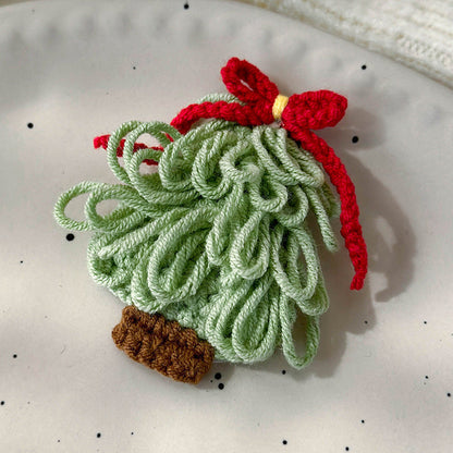 Sweet Hand Knitted Christmas Tree Hair Clip
