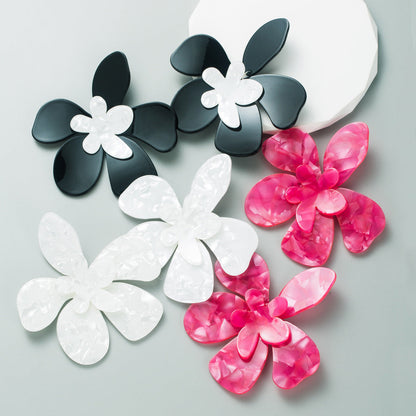 Trendy Floral Acrylic Drop Earrings Retro Style for Women