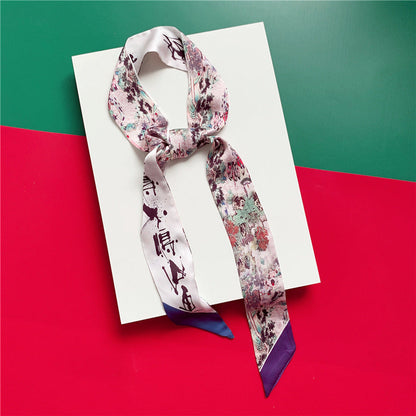 Silk Scarf Long Silk Scarf Braided Hair Tied Bag With Gift Spinning Literature And Art