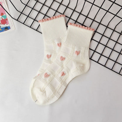 Rufia - Strawberry &amp; Heart Pattern Crew Socks