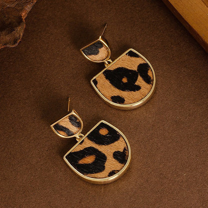 Natural Horse Hair Leopard Print Earrings Luxury Fashion Accessories