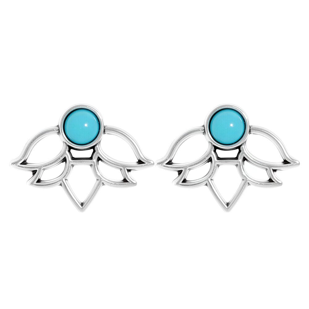 Turquoise Tassel Earrings with Geometric Metal Design