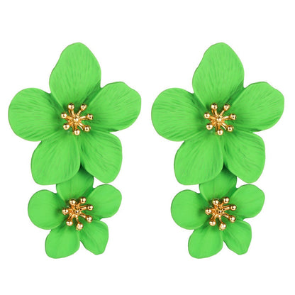 Trendy Floral Drop Earrings Alloy Geometric Jewelry
