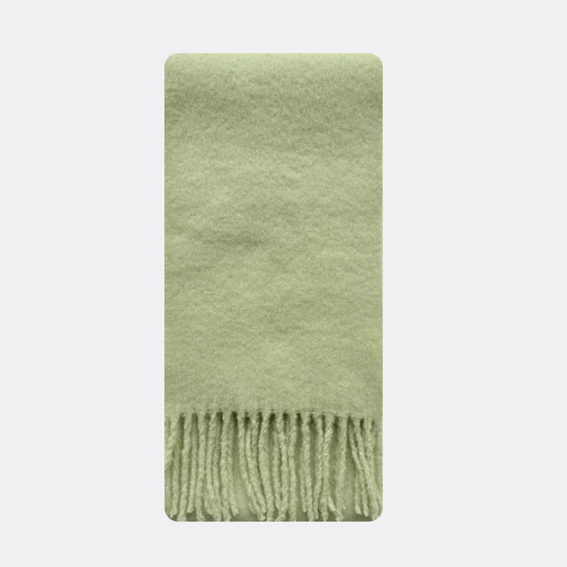 Fringe Thick Wool Blend Scarf in Icelandic Blue