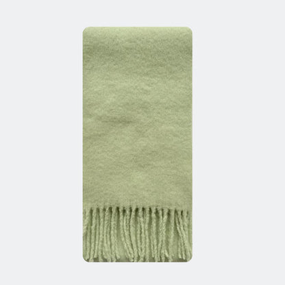 Fringe Thick Wool Blend Scarf in Icelandic Blue
