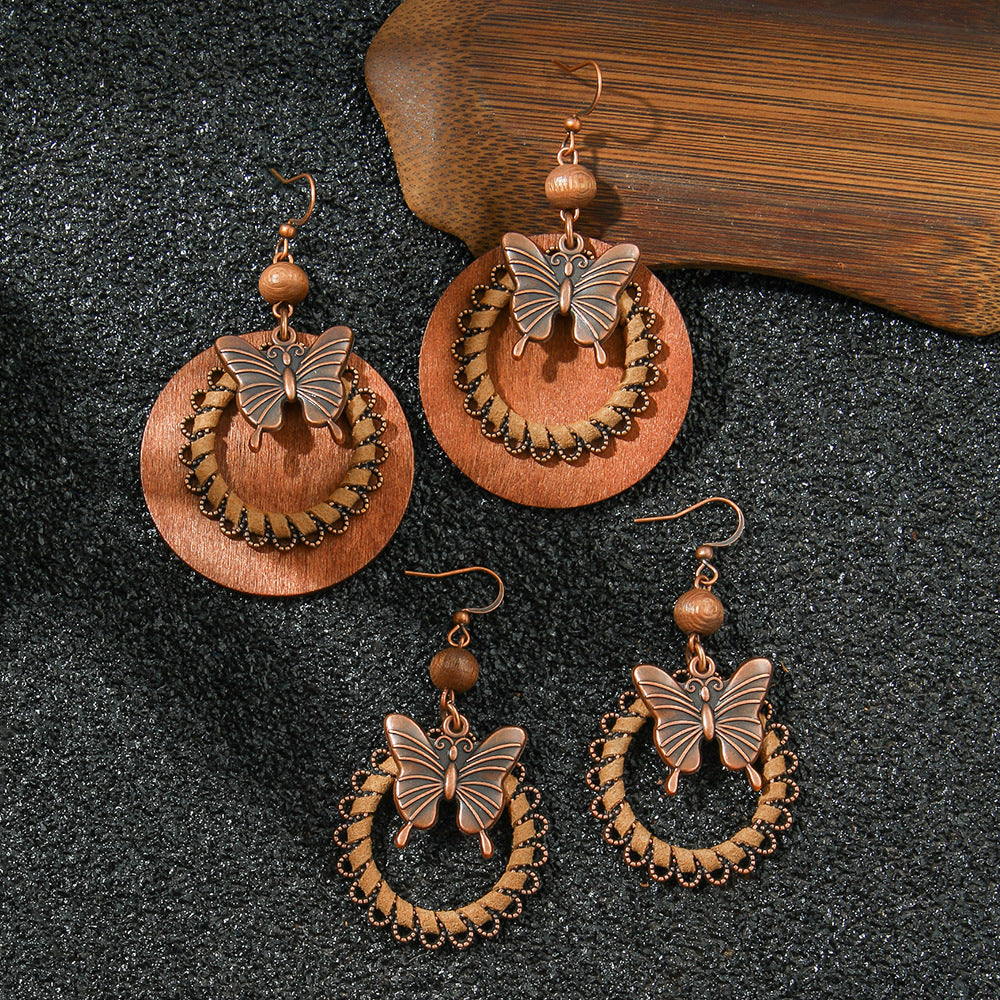 Brown Butterfly Earrings Bohemian Style Minimalist Design