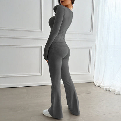 Y2K Sports Style T-Shirt & Long Pants Set for Women