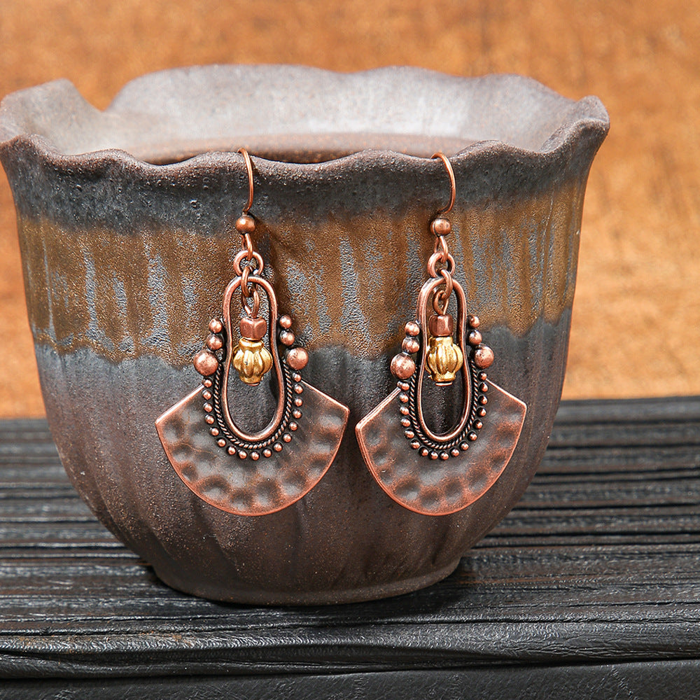 Bohemian Vintage Brown Earring Set Geometric Tassel Earrings
