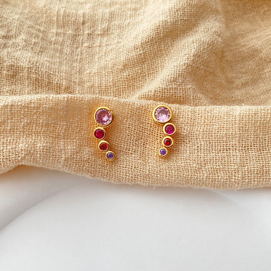 Vintage Colorful Zircon Stud Earrings