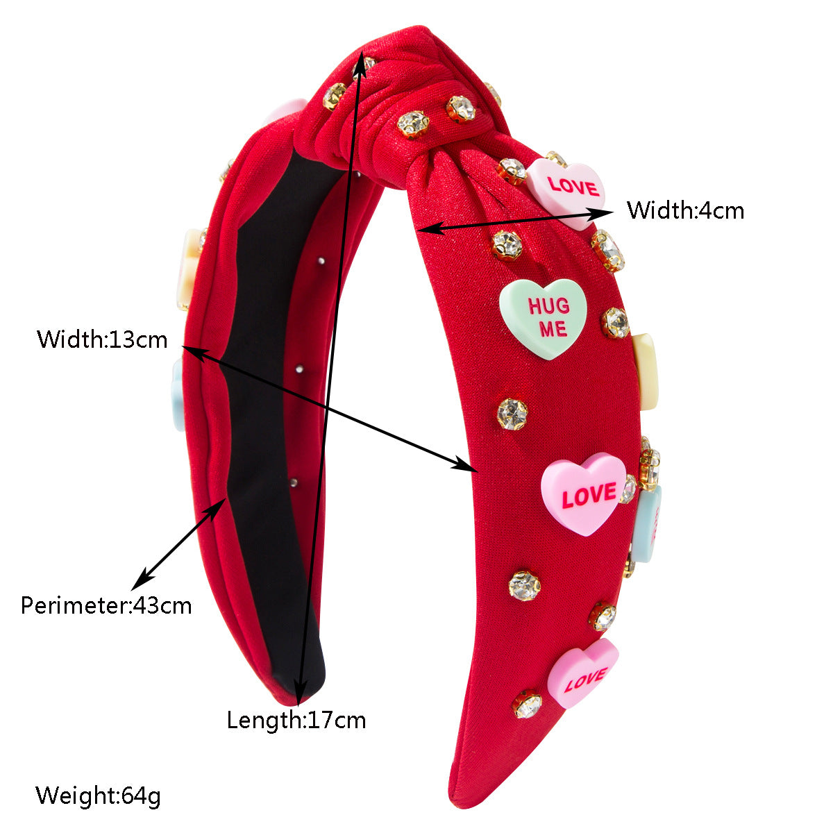 Diamond-Encrusted Resin Heart Letter Hairband Sweet Simple Hair Accessory