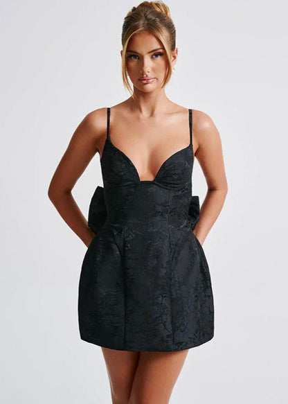 Jacquard Mini Dress With Bow Back Detail
