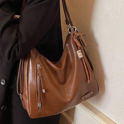 Retro Large Tote Bag for Women Stylish Casual Shoulder Bag