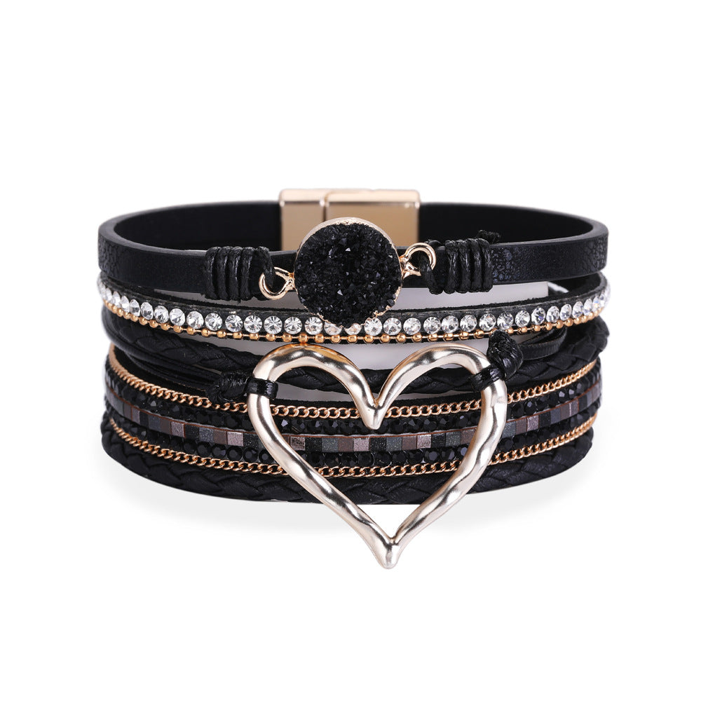 Rhinestone Bohemian Layered Love Bracelet