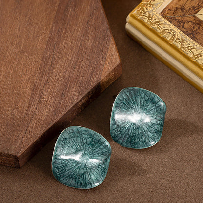 Geometric Enamel Drop Earrings Elegant Zinc Alloy