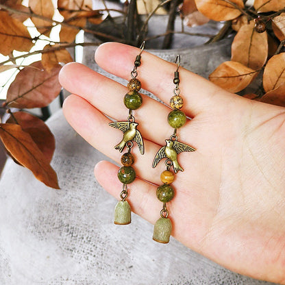 Handmade Vintage-Inspired Earrings with Natural Stone