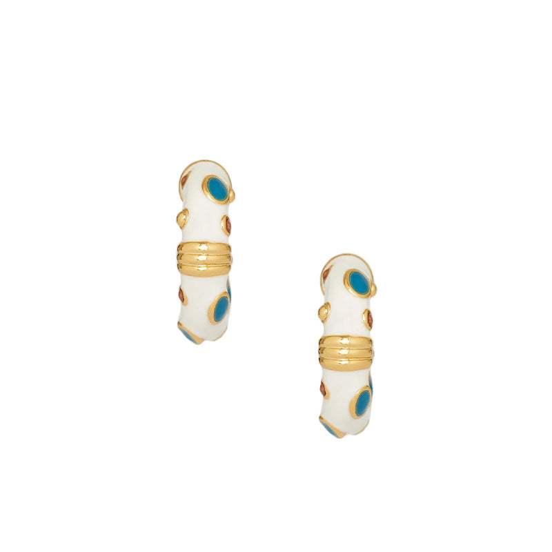 Vintage Enamel Drip Glaze Hoop Earrings