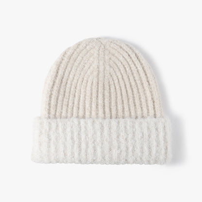 Spliced Color Knit Hat Paded Beanie